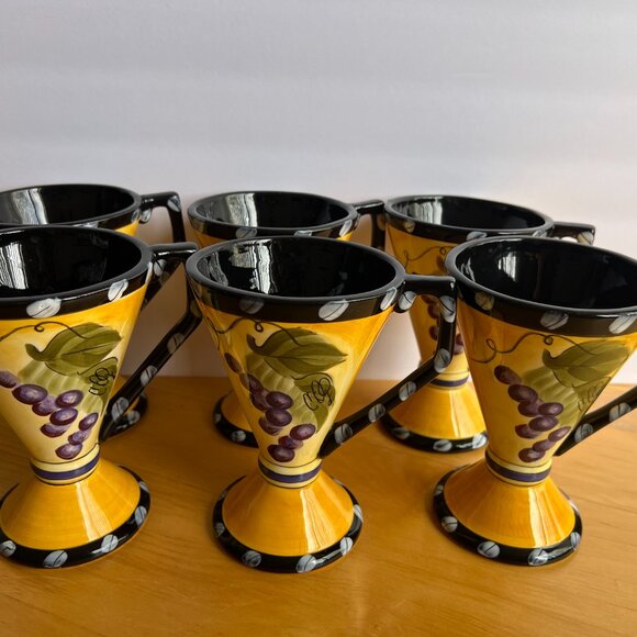 Carrie Olsen Garrand Design Bacchus Feastware Set of 6 Mugs Coffee/Tea Ceramic - Picture 7 of 7